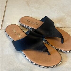 Splendid Black and Tan Sandals with Zebra Trim